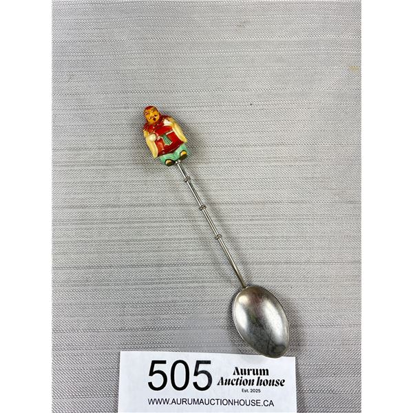A Very Unusual Asian Spoon w/ Painted Porcelain Figure Top