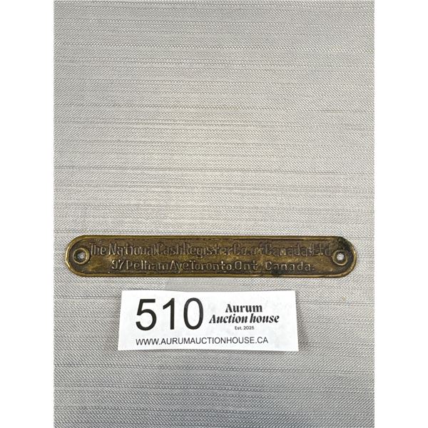 1920s Brass Advertising Label "National" Cash Register Co.