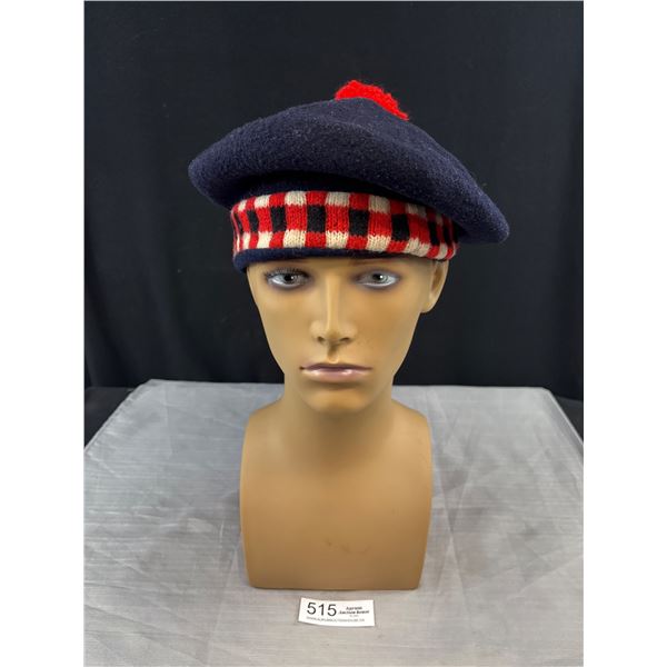 A Vintage Scottish Style Tartan Curling Tam/Cap