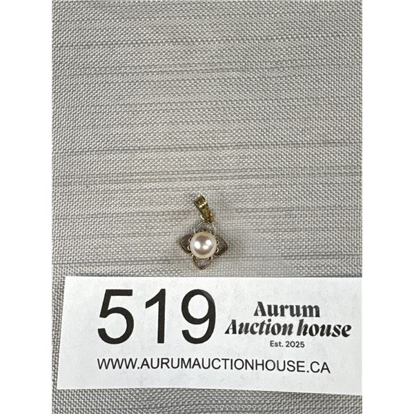 A Real Pearl + 1/20th 12 Karat Gold Pendant