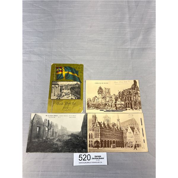 4 WWI Vintage Postcards (Ruins etc)