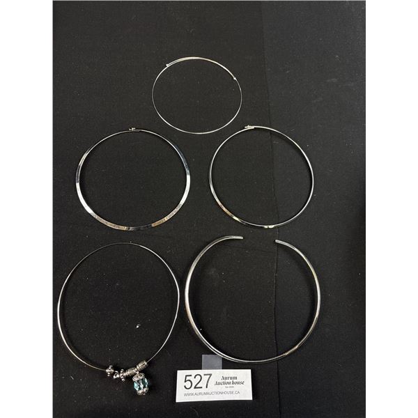 5 Silver Plated Pib Choker Necklaces