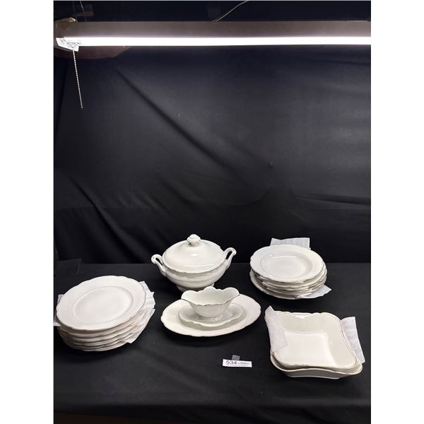 Vintage Lot of Bavarian Dishes Plates Gravy Boat Serving Dishes Etc