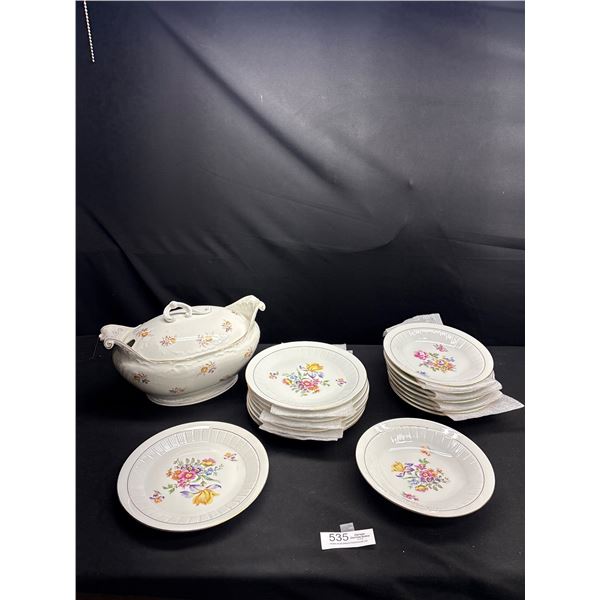 Vintage Lot of Bavarian Dishes Plates Bowls and an Austrian Serving Dish