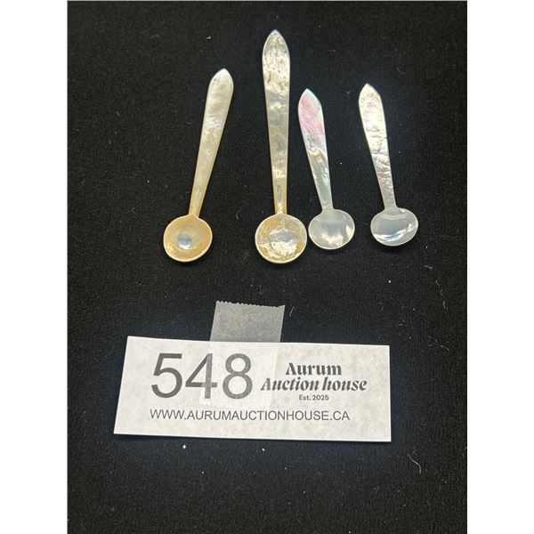 4 Antique 1890-1900 Real Mother of Pearl Caviar Spoons