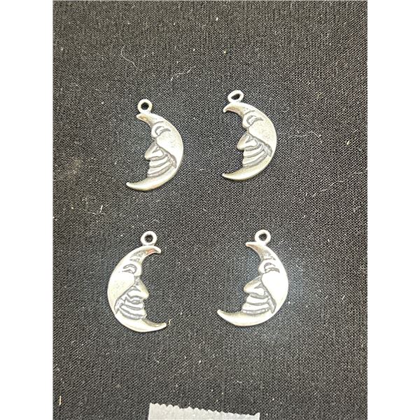 4 Sterling Silver Man in The Moon Charms/Pendants