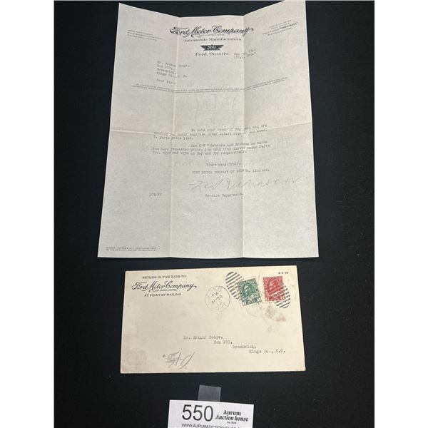Very Interesting 1916 Ford Motor Co. Letter + Envelope About Model Parts List