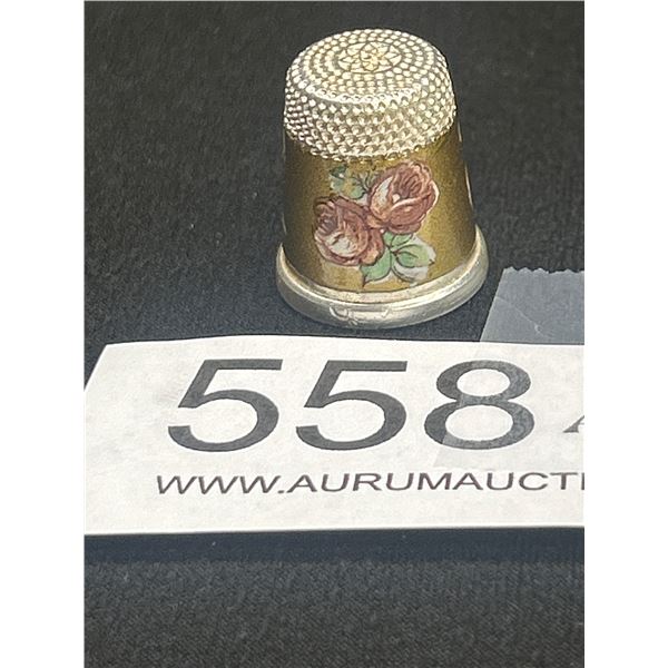 A Fabulous Enamel on Sterling Silver Thimble (Nice Item)