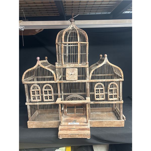 Very Old Wood and Wire Bird cage 33"x28" NO SHIPPING