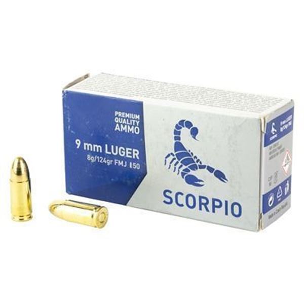 SCORPIO AMMO 9MM 124GR FMJ - 500 Rounds