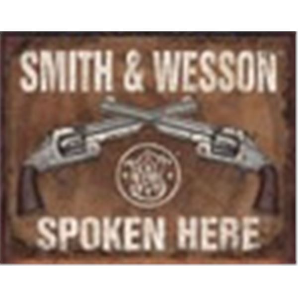 S&W Spoken Here Tin Sign