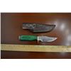 Image 1 : Hand Forged Damascus Steel Knife w/ Leather Sheath