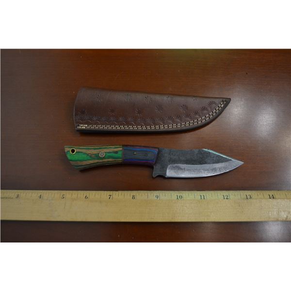 Hand Forged Steel Knife w/ Leather Sheath