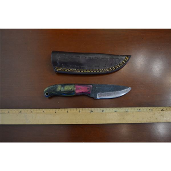 Hand Forged Steel Knife w/ Leather Sheath