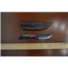 Image 1 : Hand Forged Steel Knife w/ Leather Sheath