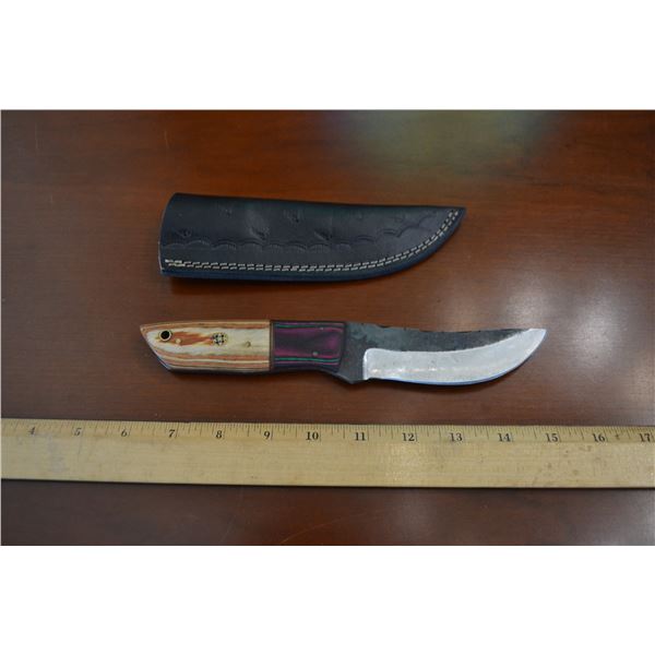 Hand Forged Steel Knife w/ Leather Sheath