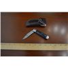 Image 1 : Hand Forged Damascus Steel Folder w/ Leather Sheath