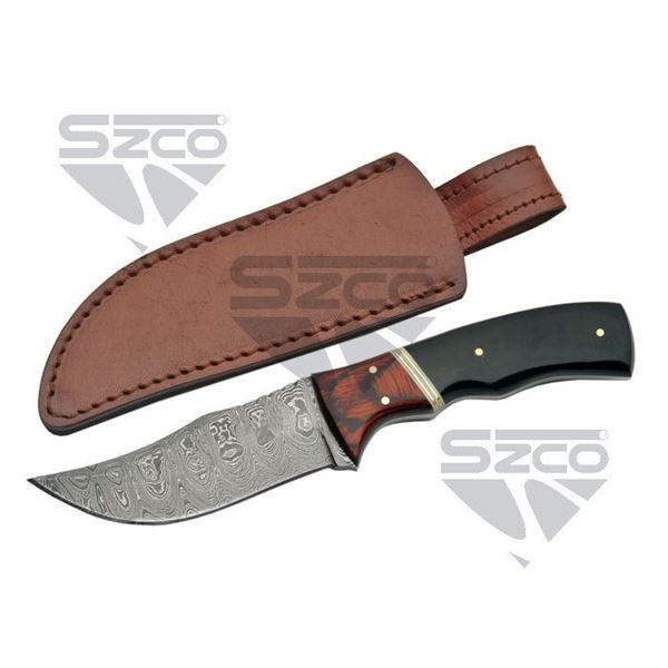 8" DAMASCUS BLADE BUFFALO HORN SKINNER