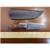 Image 1 : Hand Forged Damascus Steel Knife w/ Leather Sheath