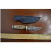 Image 1 : Hand Forged Damascus Steel Knife w/ Leather Sheath