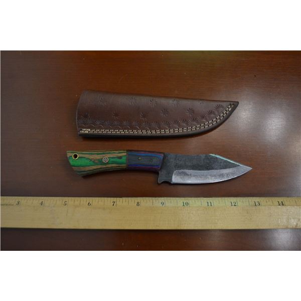 Hand Forged Steel Knife w/ Leather Sheath