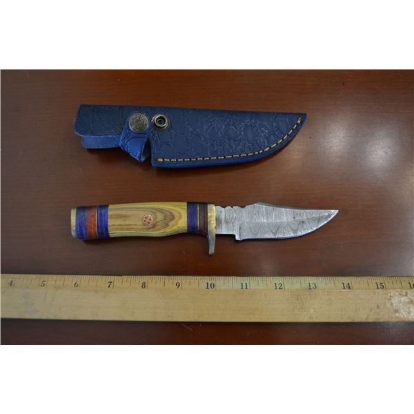 Handmade Damascus Steel Knife & Sheath