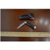 Image 1 : Hand Forged Damascus Steel Folder w/ Leather Sheath