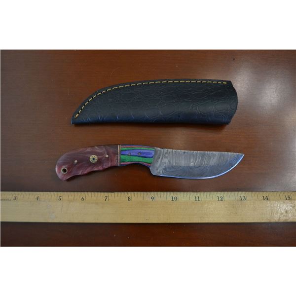 Handmade Damascus Steel Knife & Sheath