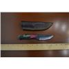 Image 1 : Hand Forged Steel Knife w/ Leather Sheath
