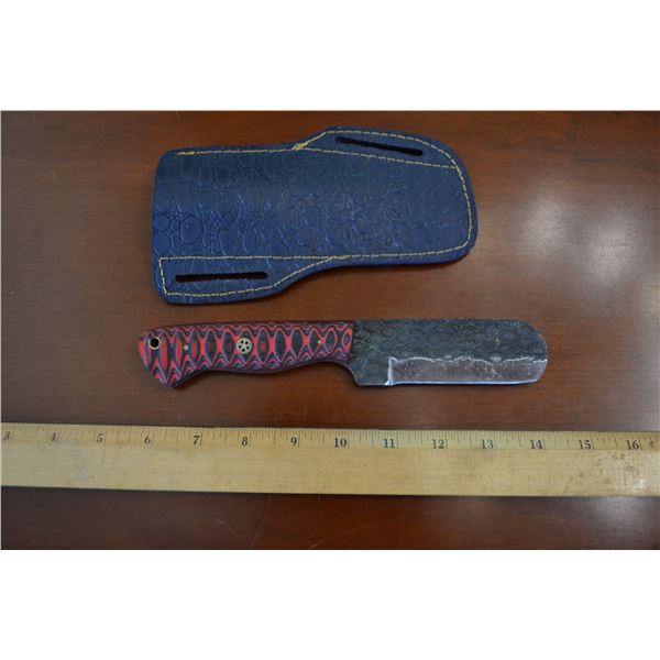 Hand Forged Steel Knife w/ Leather Sheath