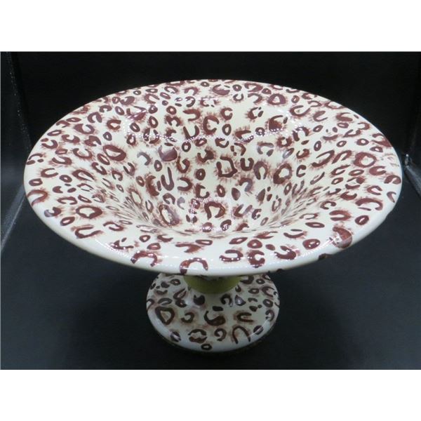 Leopard Print Ceramic Footed Bowl 13.5" Diameter