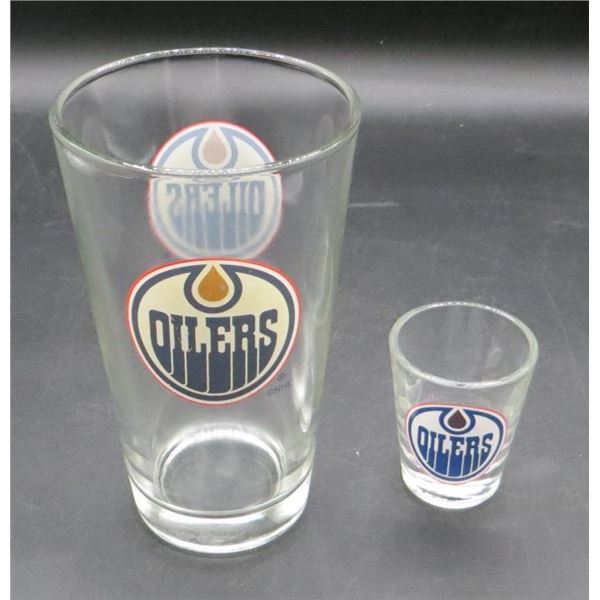 Edmonton Oilers 8 Ounce Glass & Shot Glass