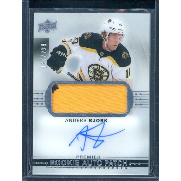 2017-18 Upper Deck Premier Acetate Rookies Autograph Patches Anders Bjork 197/299 BV $35