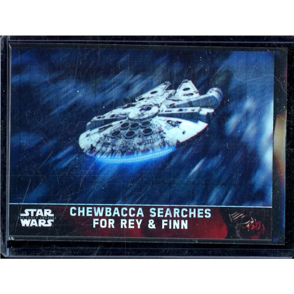 2016 Topps Chrome Star Wars Prism Refractors #97 Chewbacca Searches for Rey & Finn 43/99