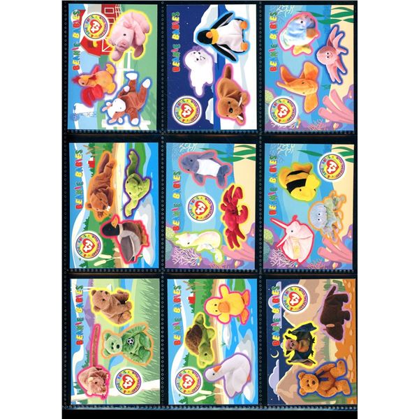 Lot Of 9 Beanie Babies Sticker Cards
