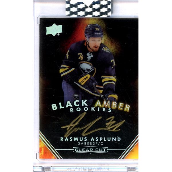 2019-20 Upper Deck Clear Cut Black Amber Rookie Autographs #HHHRA Rasmus Asplund BV $50