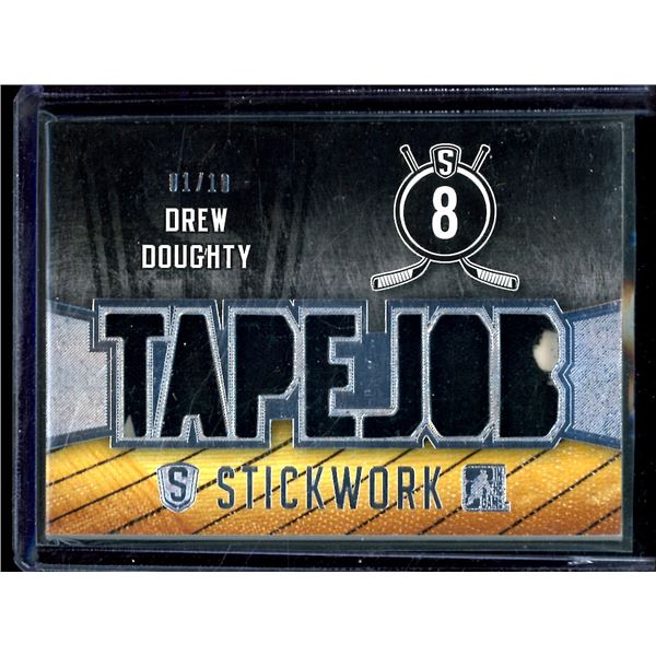 2015-16 ITG Stickwork Tape Job Silver #TJ01 Drew Doughty 1/10 (Game Used Stick Tape Card) BV $75