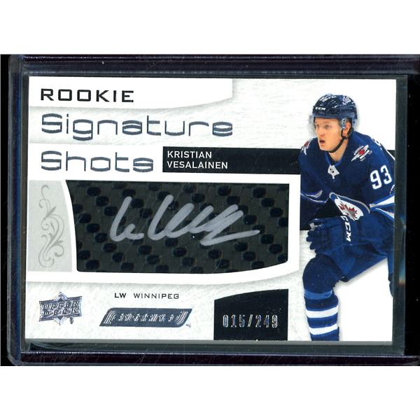 2018-19 Upper Deck Engrained Rookie Signature Shots Kristian Vesalainen 15/249 BV $45
