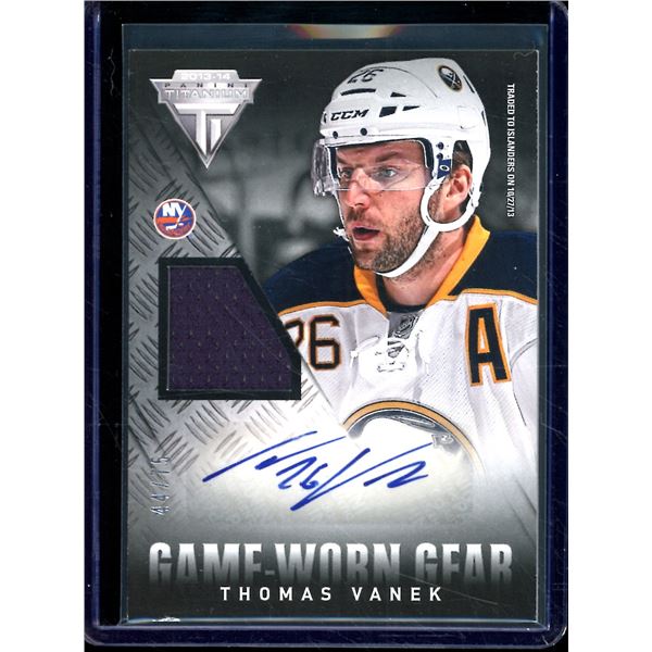 2013-14 Panini Titanium Game Worn Gear Autographs #GATVA Thomas Vanek 44/75