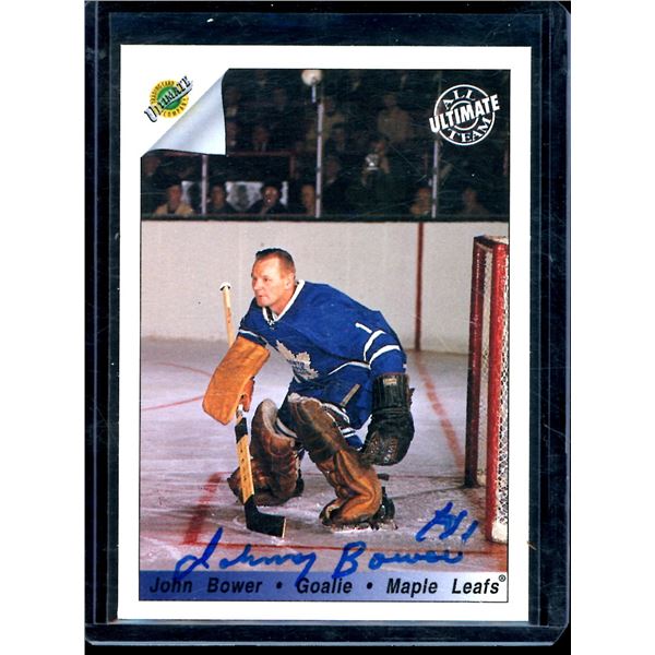 1991-92 Ultimate Original Six #80 Johnny Bower Autographed Card BV $100