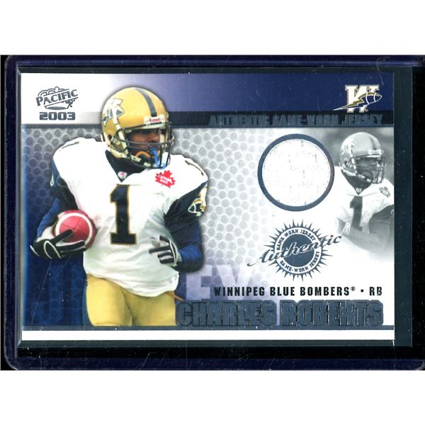 2003 Pacific CFL Game Worn Jerseys #8 Charles Roberts BV $30
