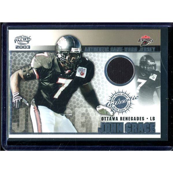 2003 Pacific CFL Game Worn Jerseys #6 John Grace