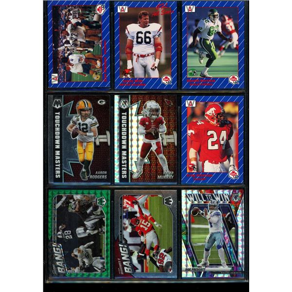 Lot of 9 Various Football Collector Cards Including Inserts