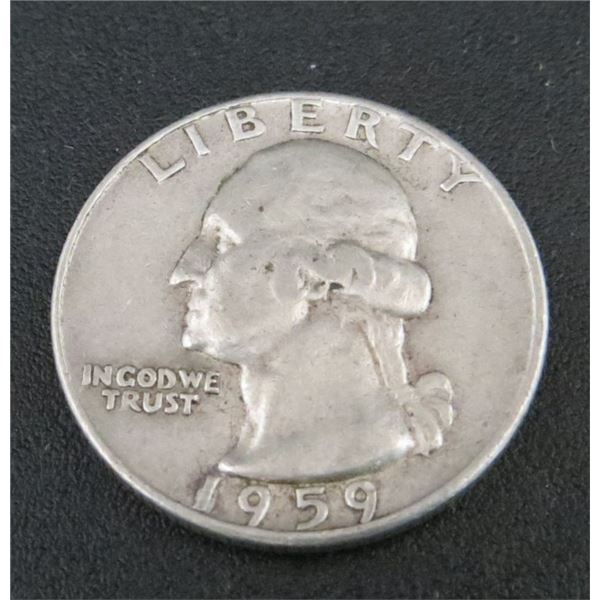 1959 USA Silver 25 Cent Coin