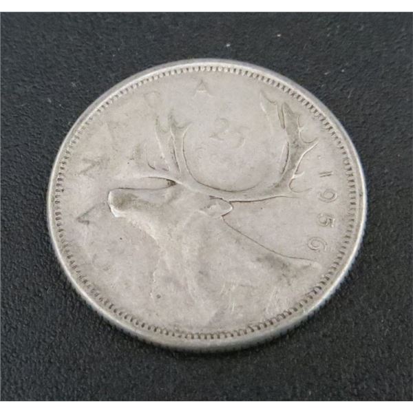 1956 Canadian Silver 25 Cent Coin