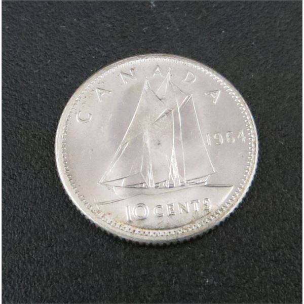 1964 Canadian Silver 10 Cent Coin