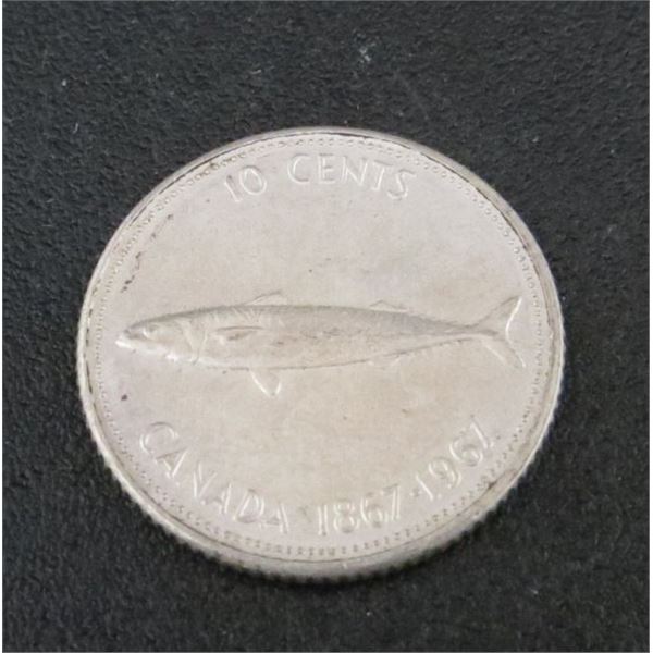 1967 Canadian Silver 10 Cent Coin