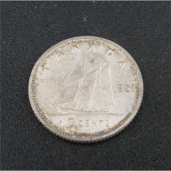 1953 Canadian Silver 10 Cent Coin