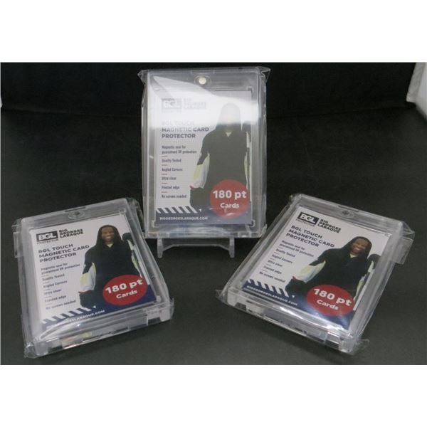 3 New Acrylic One Touch Magnetic Card Holders (holds 180pt cards)
