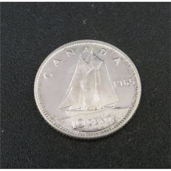 1965 Canadian Silver 10 Cent Coin